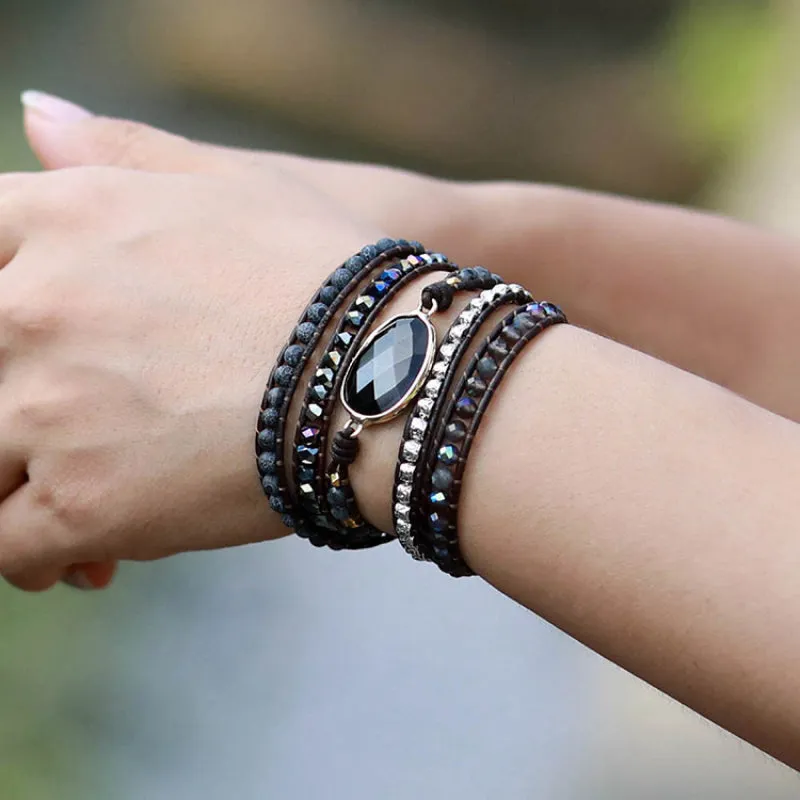 Desert Bloom Agate Beaded Wrap Bracelet