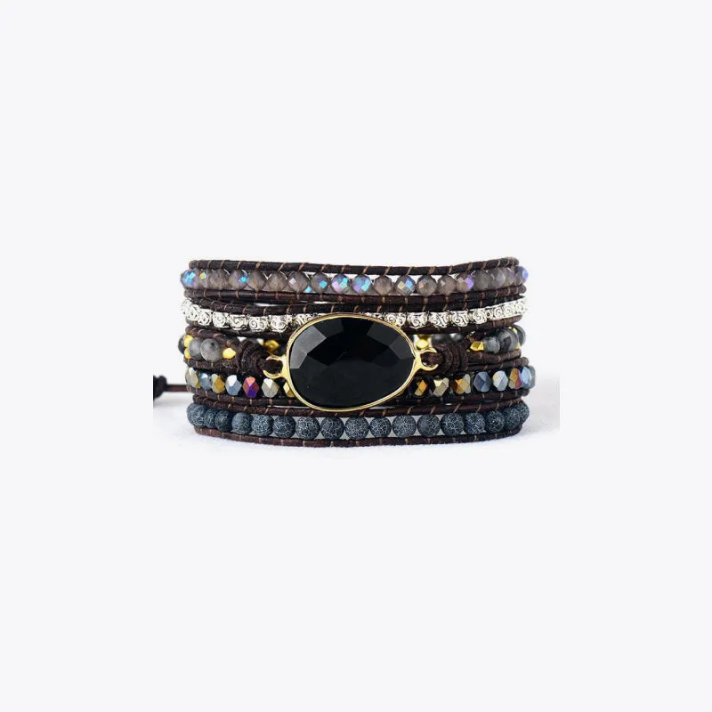 Desert Bloom Agate Beaded Wrap Bracelet