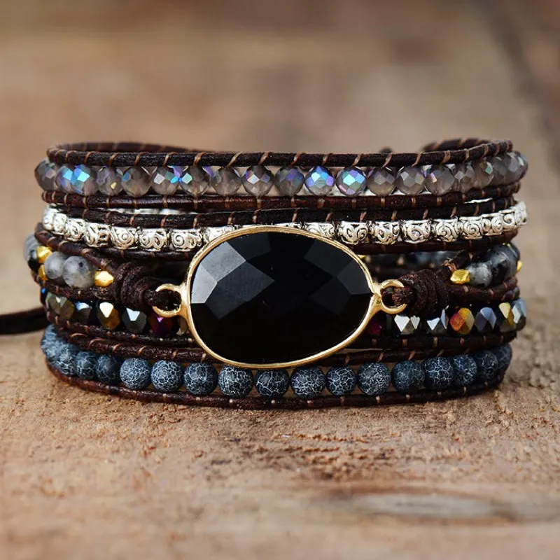 Desert Bloom Agate Beaded Wrap Bracelet