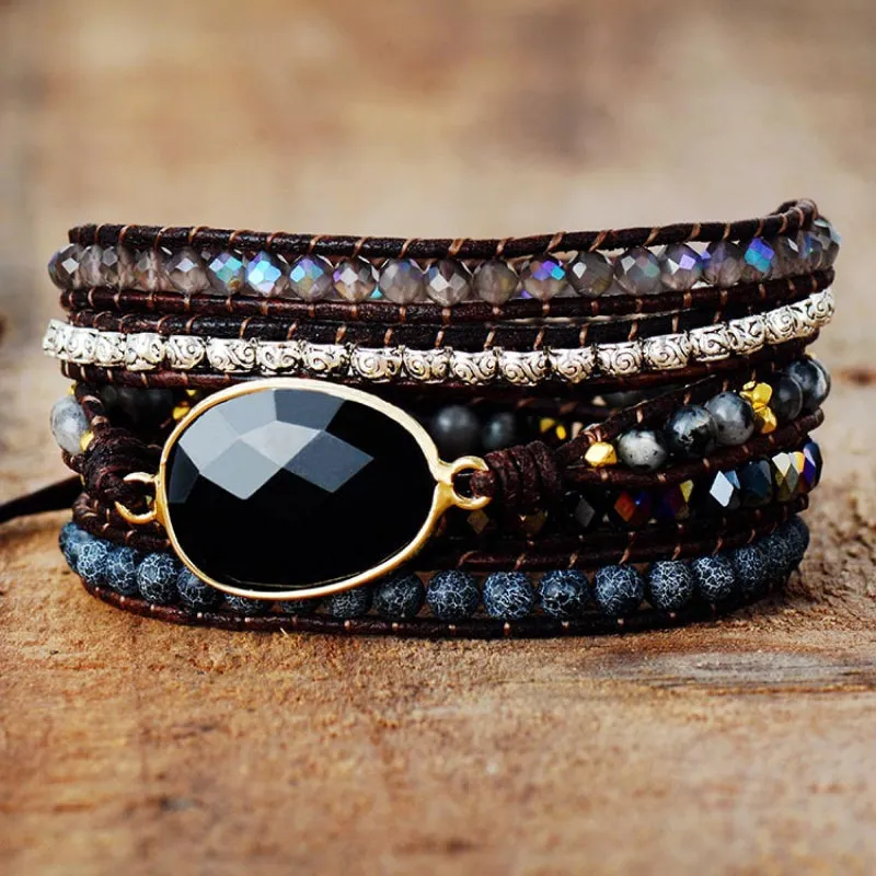 Desert Bloom Agate Beaded Wrap Bracelet