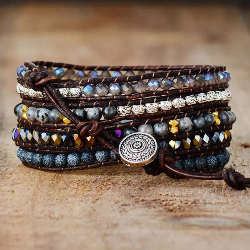 Desert Bloom Agate Beaded Wrap Bracelet
