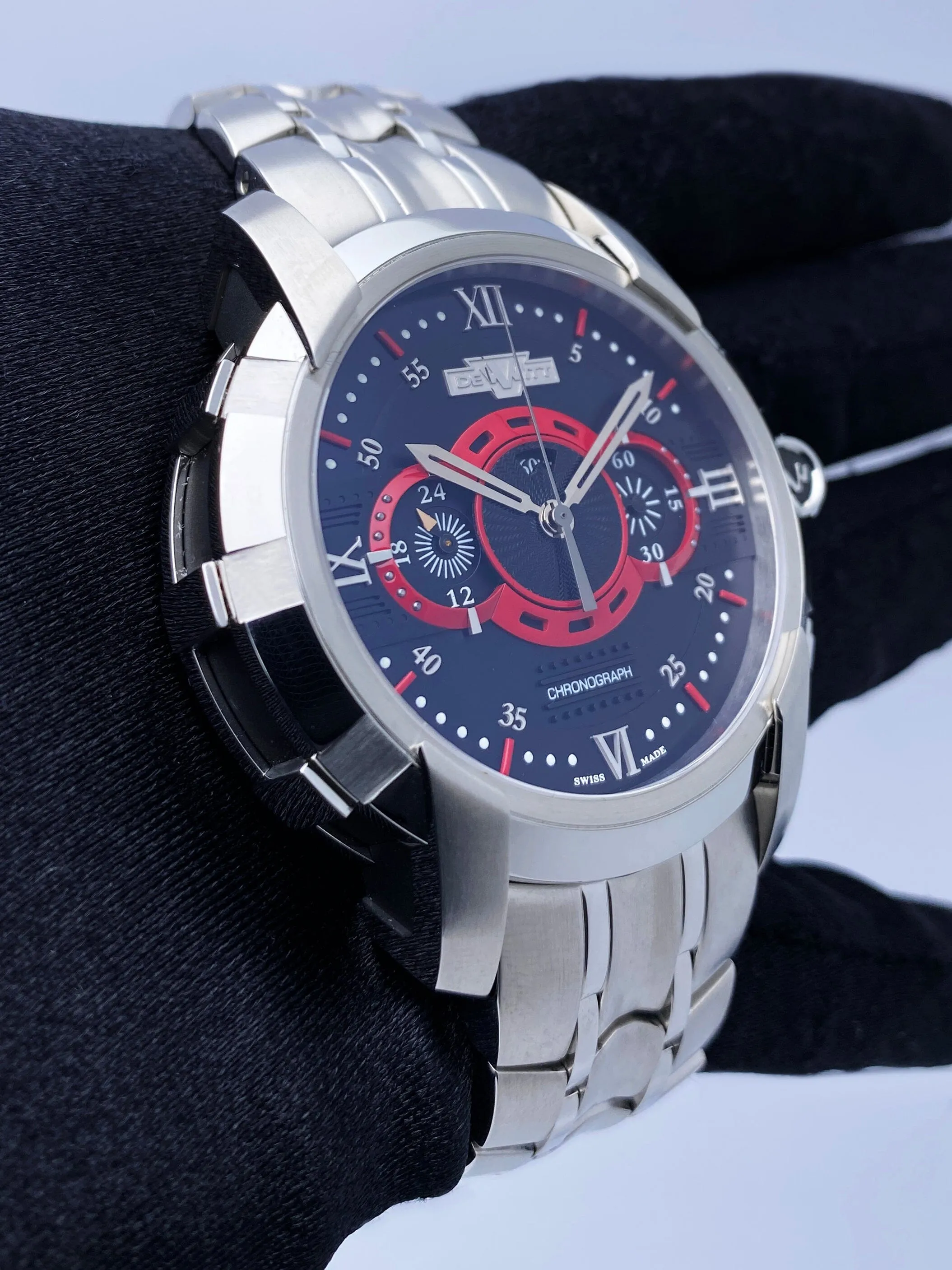 Dewitt Academia FTV.CHR.005.S1 Black & Red Dial Mens Watch Box Papers