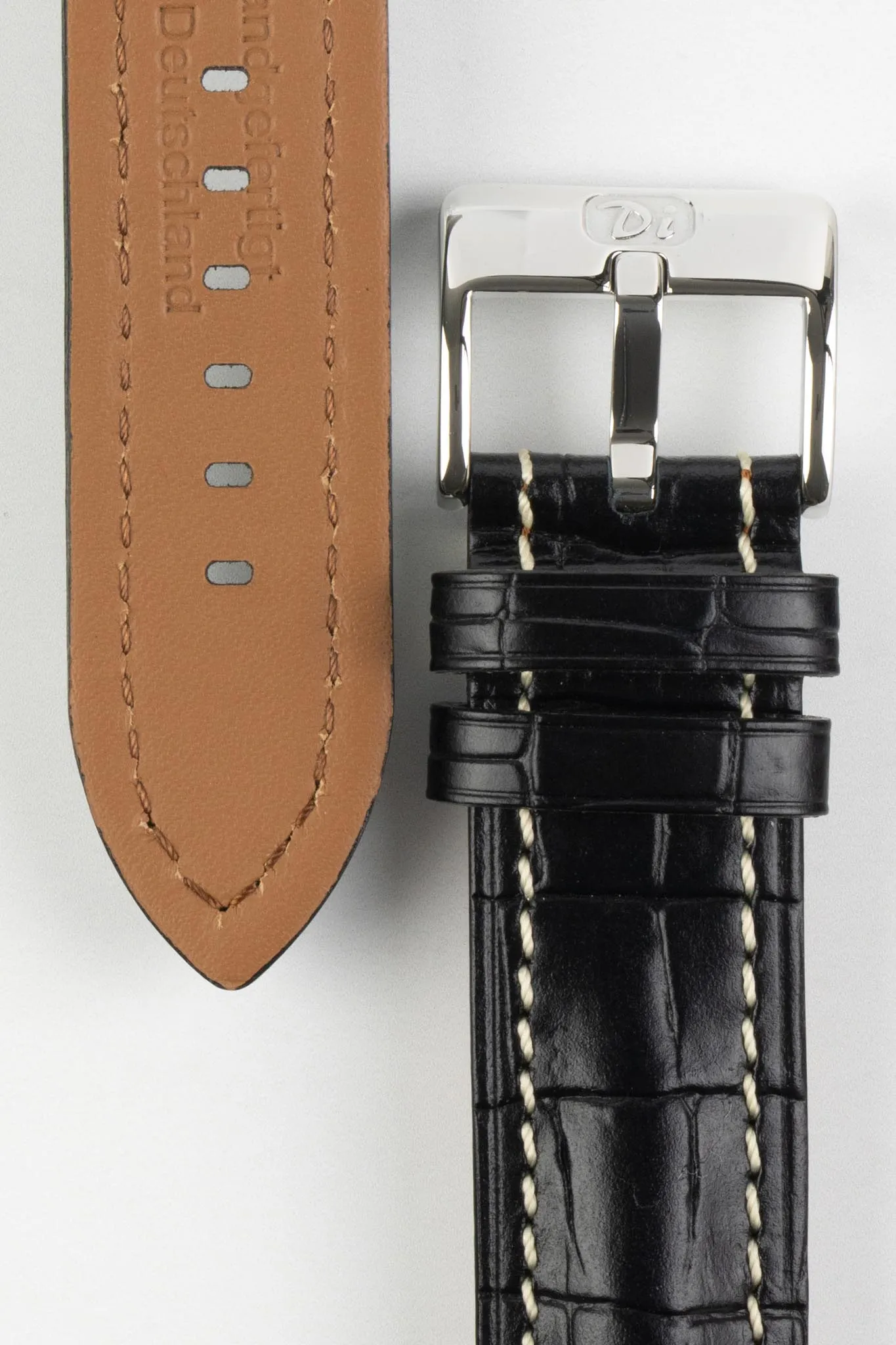 Di-Modell BALI CHRONO Alligator-Embossed Padded Watch Strap in BLACK
