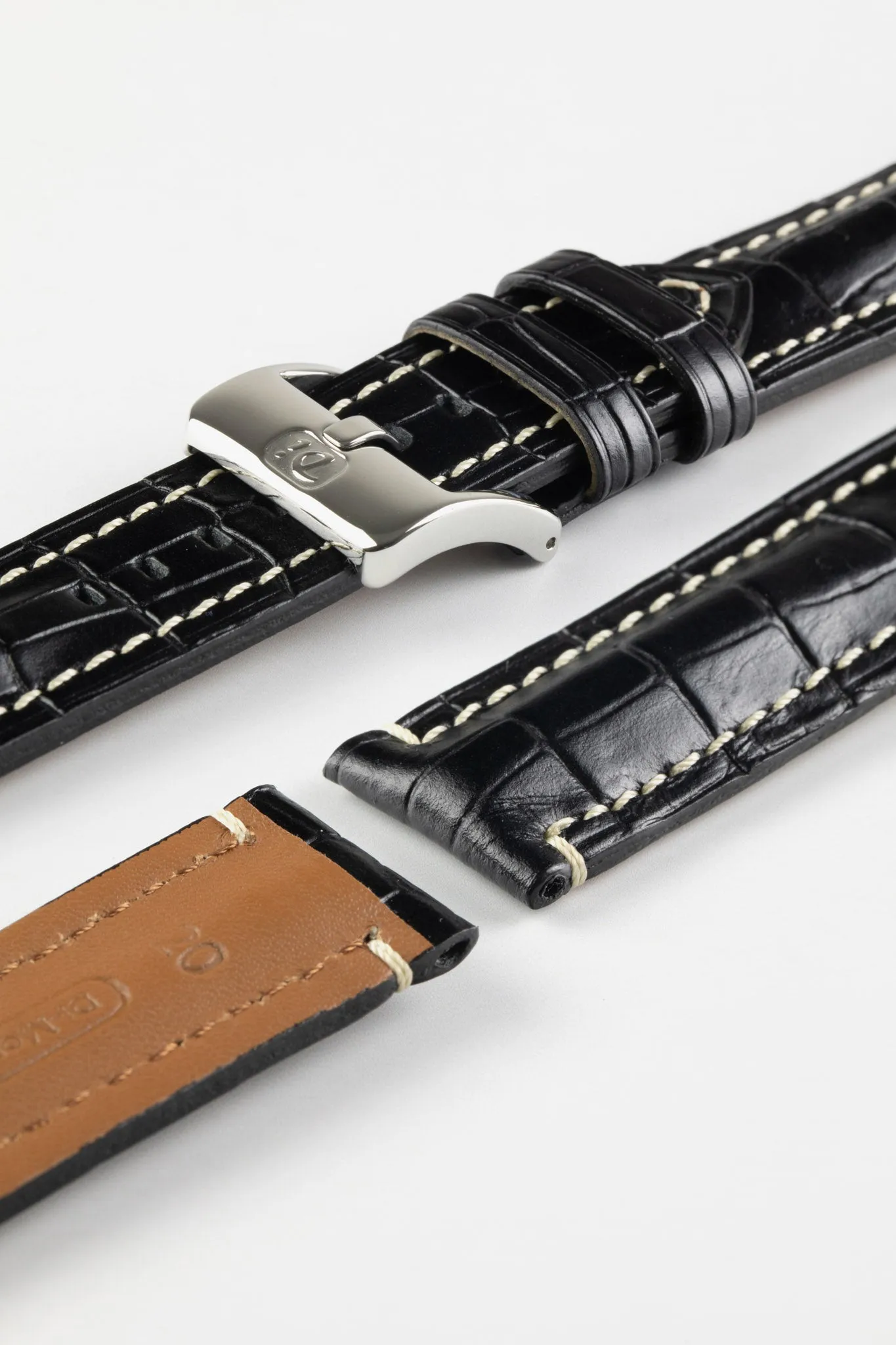 Di-Modell BALI CHRONO Alligator-Embossed Padded Watch Strap in BLACK