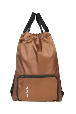 Double Shoulder Travel Drawstring Backpack for Unisex - Brown