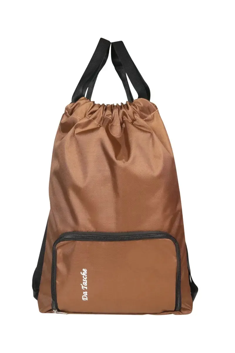 Double Shoulder Travel Drawstring Backpack for Unisex - Brown