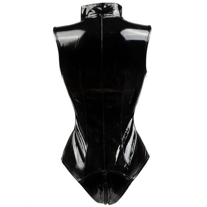 Double Zipper Sexy Leather Jumpsuit