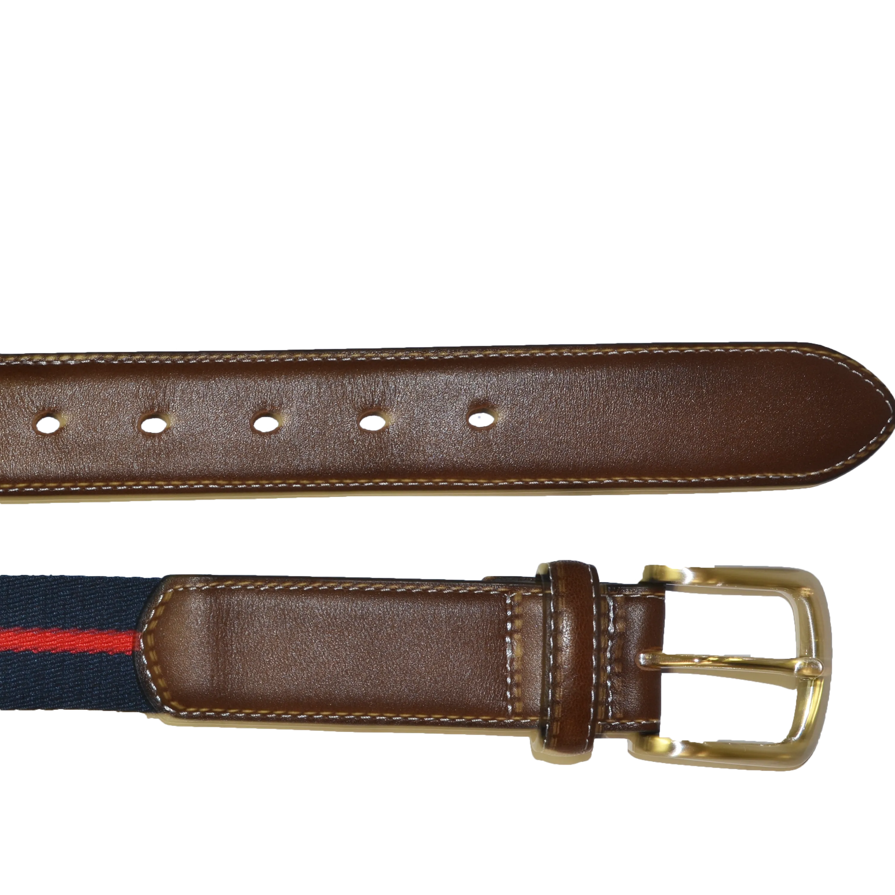 DUKE - Canvas Men's Navy Red Stripe Leather Belt