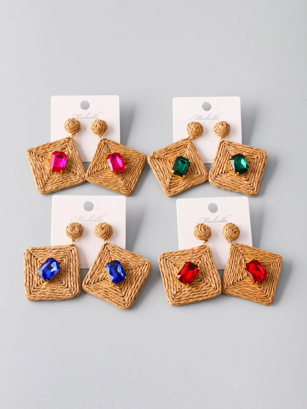 FASHION ASSORTED COLORS STONES EARRINGS