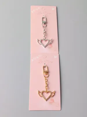 FASHION GOLD & SILVER HEART KEYCHAIN