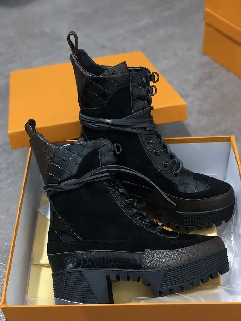 Fashion Leather Thick Heel Luxury Women Boots High Heel Shoes Round Toe High Quality Desert Boots Riding