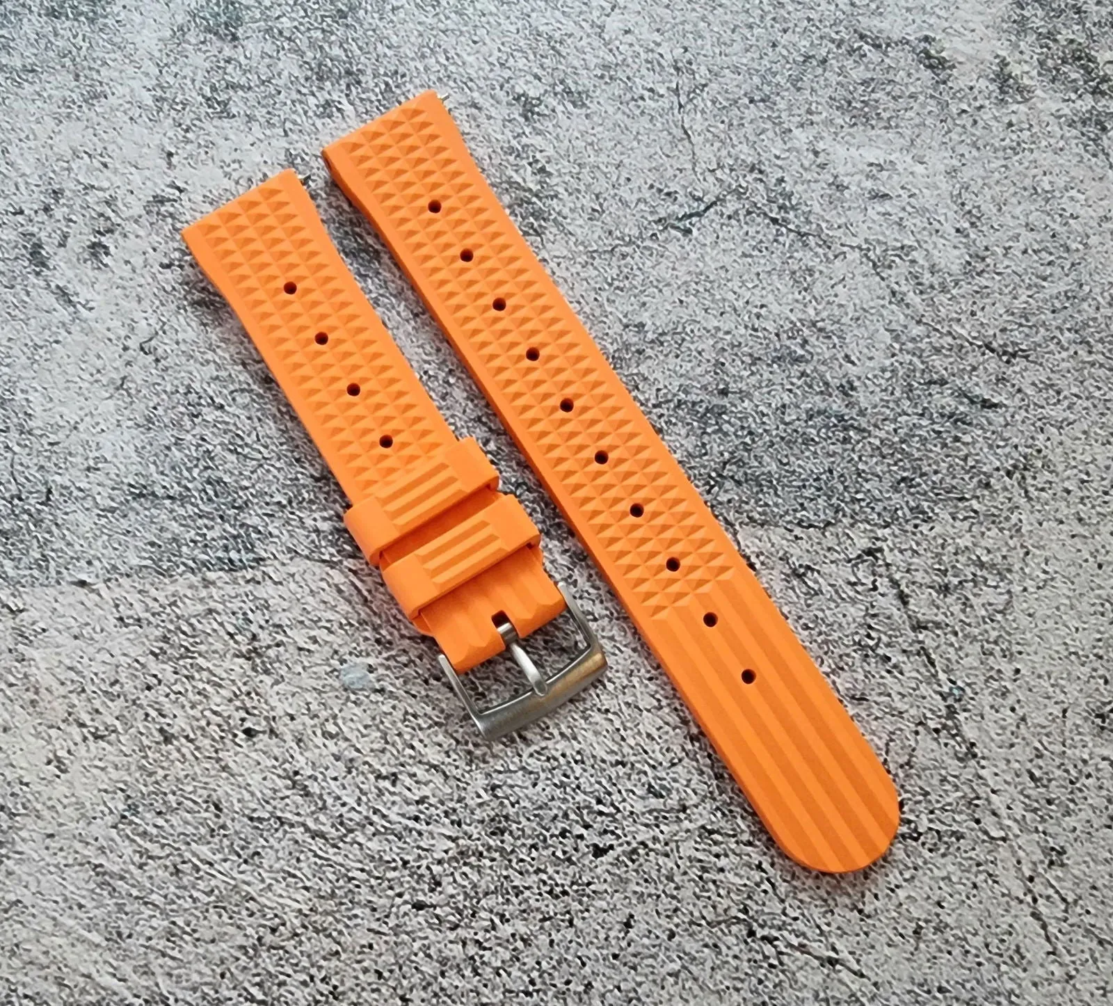 FKM Rubber Waffle Divers High Quality Watch Strap Band 20mm 22mm Orange