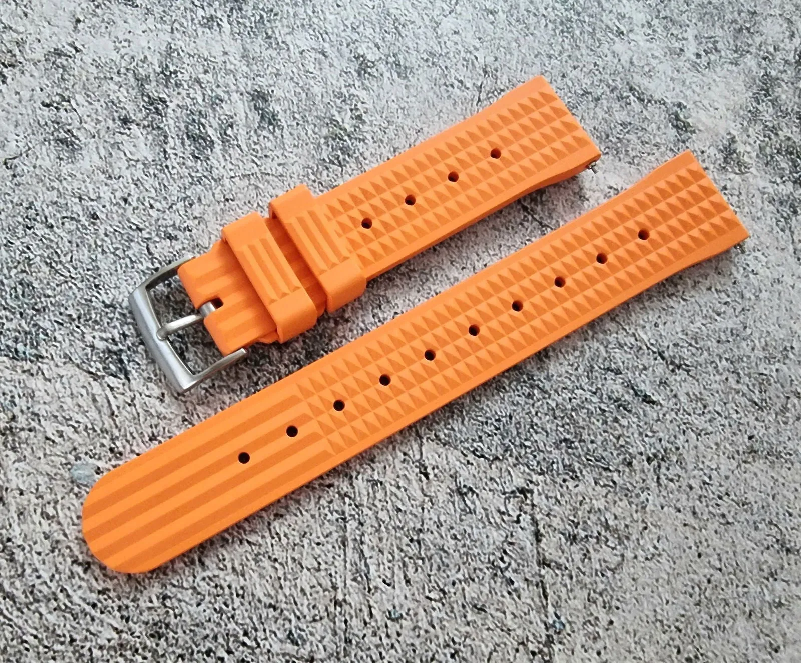 FKM Rubber Waffle Divers High Quality Watch Strap Band 20mm 22mm Orange