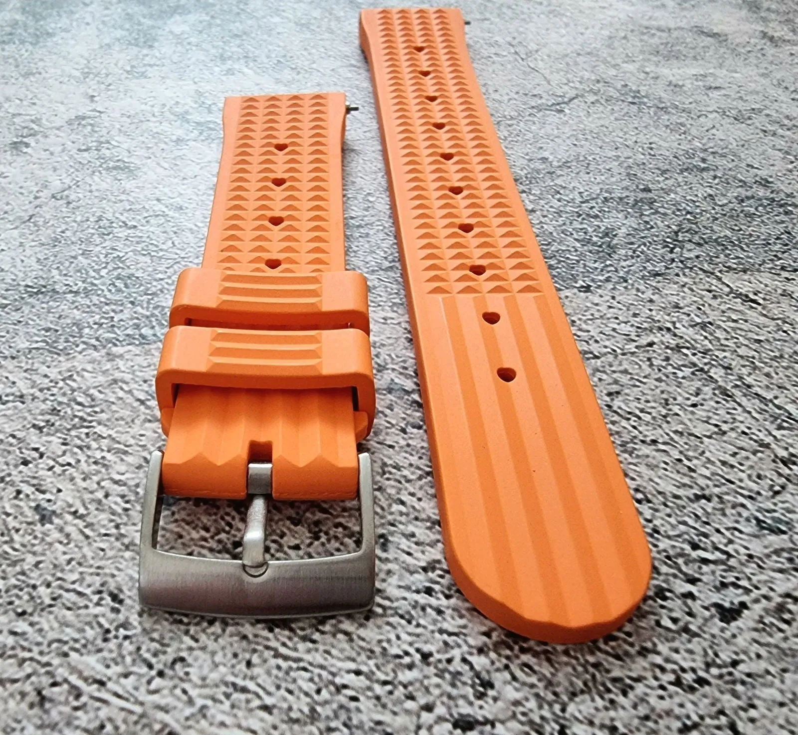 FKM Rubber Waffle Divers High Quality Watch Strap Band 20mm 22mm Orange