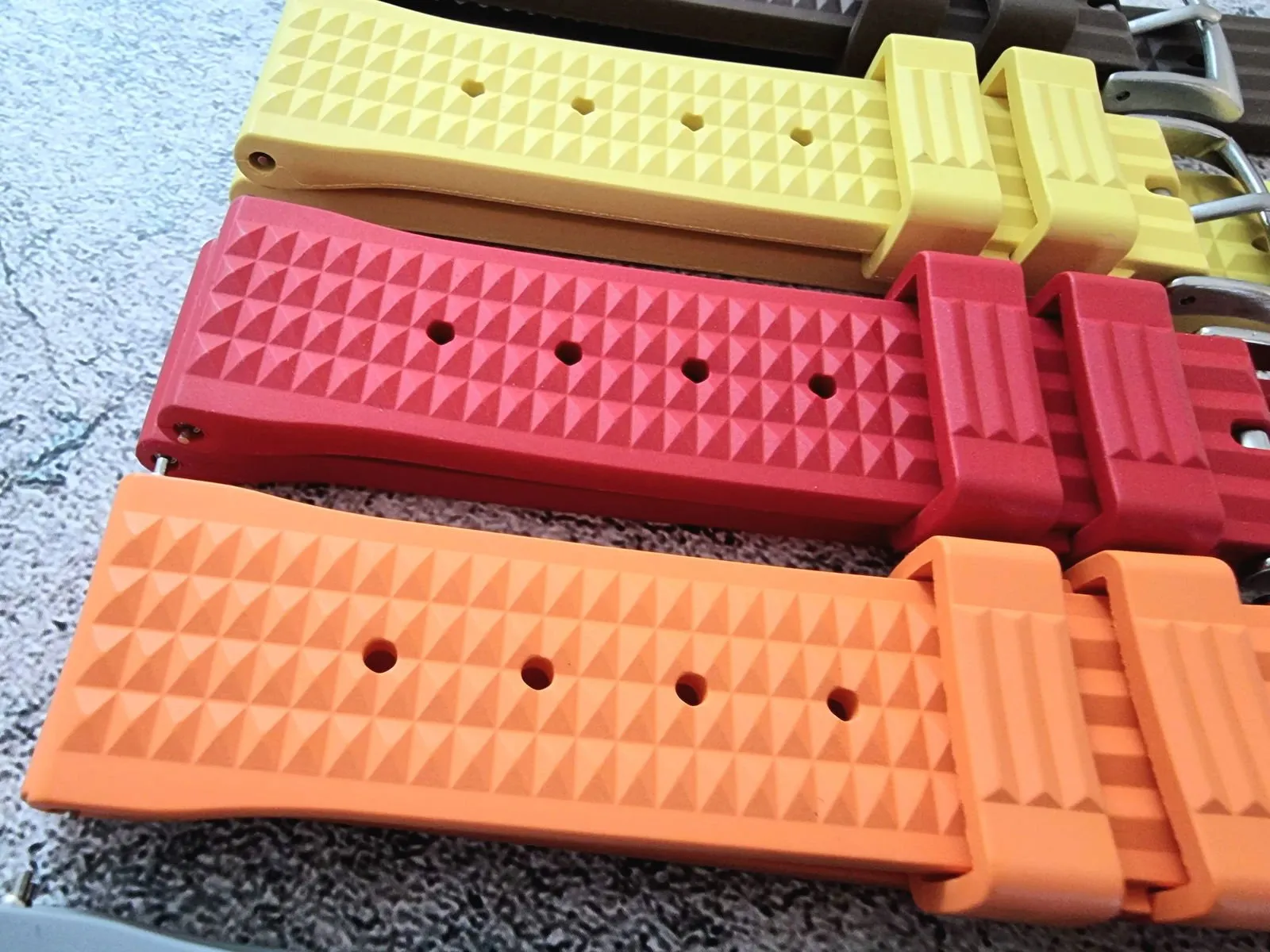 FKM Rubber Waffle Divers High Quality Watch Strap Band 20mm 22mm Orange