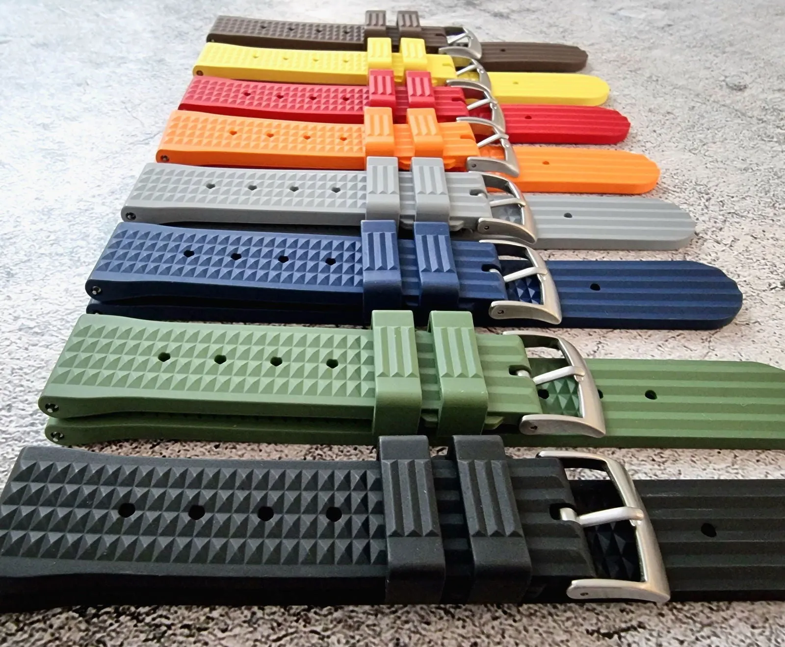 FKM Rubber Waffle Divers High Quality Watch Strap Band 20mm 22mm Orange