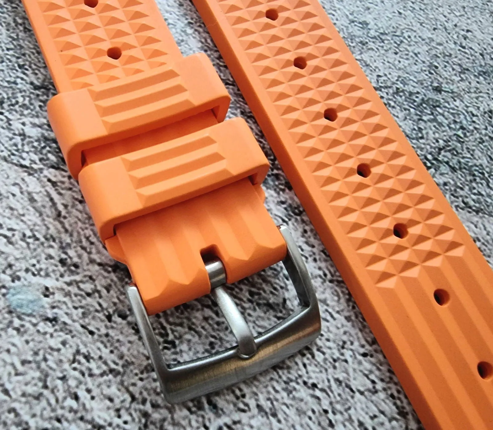 FKM Rubber Waffle Divers High Quality Watch Strap Band 20mm 22mm Orange