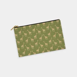 Giraffes Personalized Zipper Pouch (on olive)