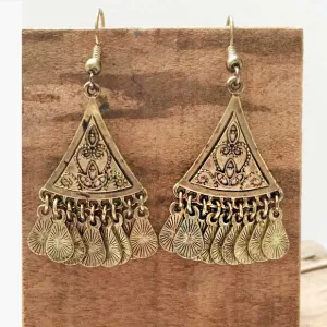 Gold Pyramid Coin Earrings