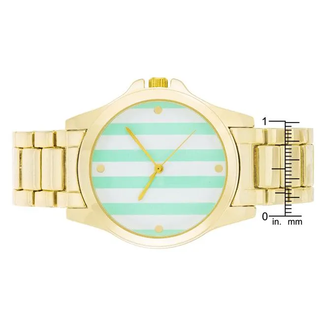 Gold Watch - Mint Stripe Dial