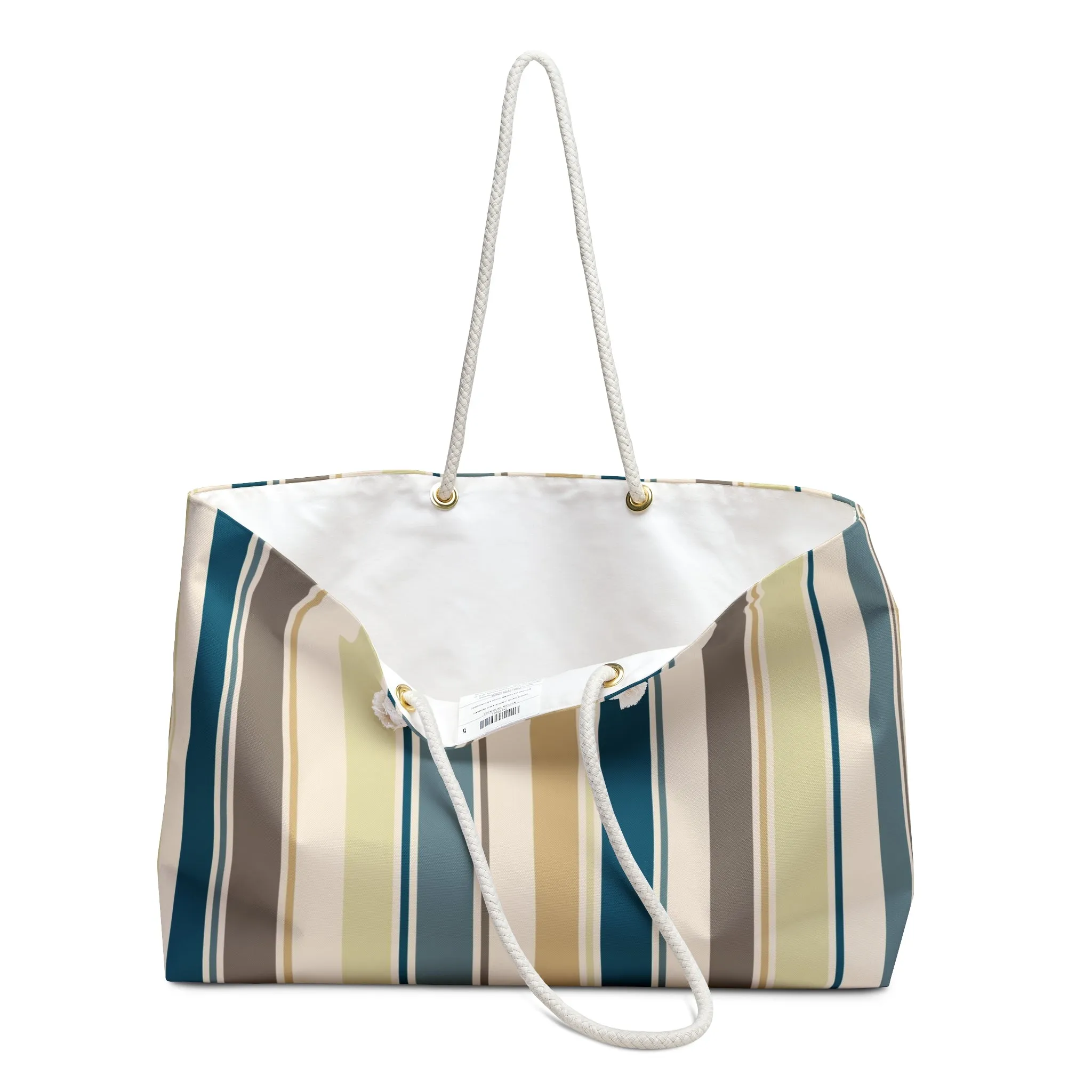 Greens and Yellows Striped Weekender Tote Bag