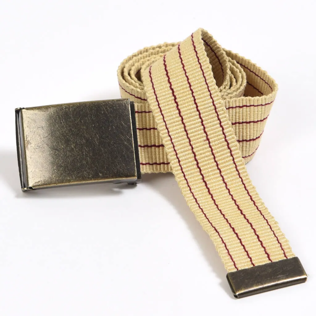 Guatemala Hand Woven Men's Canvas Belts | Champagne & Maroon Pinstripe
