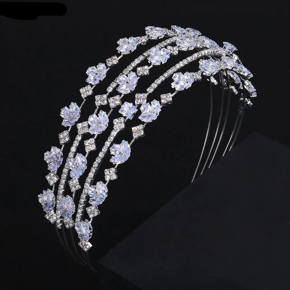 Hairband Zirconia Gold Headband Bridal Wedding Tiaras and Crowns
