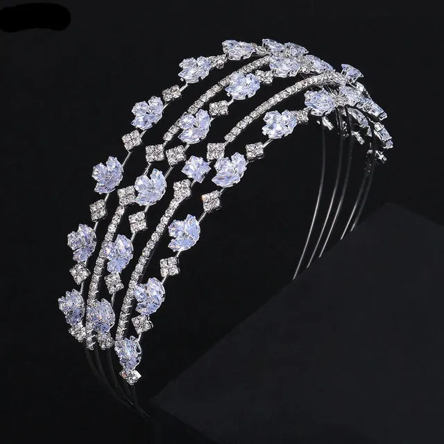 Hairband Zirconia Gold Headband Bridal Wedding Tiaras and Crowns