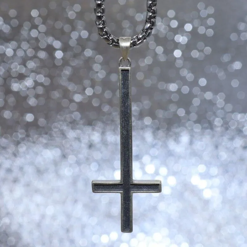 High Quality Metal Satanic Inverted Cross Drop Earrings Devil