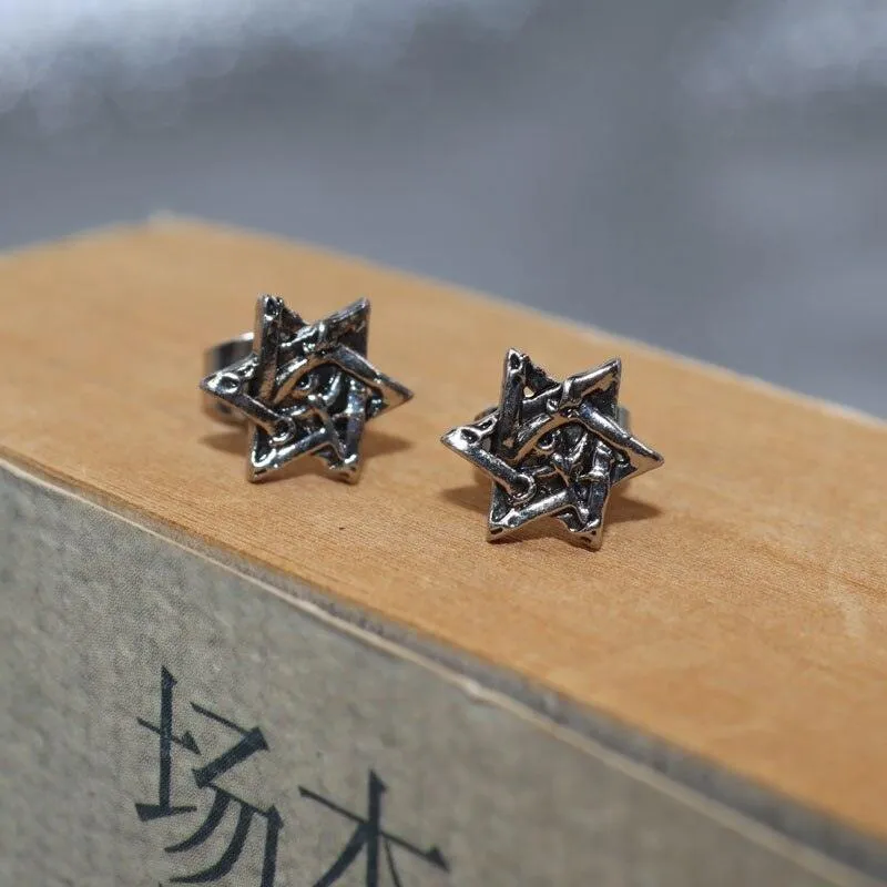 High Quality Metal Satanic Inverted Cross Drop Earrings Devil