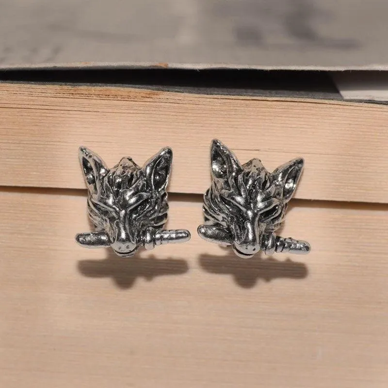 High Quality Metal Satanic Inverted Cross Drop Earrings Devil