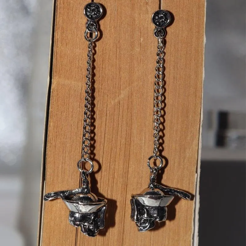 High Quality Metal Satanic Inverted Cross Drop Earrings Devil