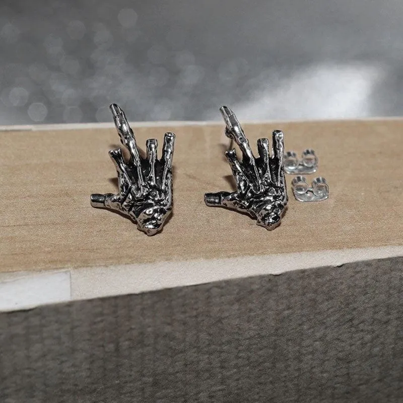 High Quality Metal Satanic Inverted Cross Drop Earrings Devil