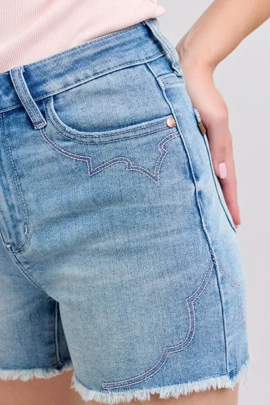 Judy Blue Desert Darling Embroidered Cutoffs