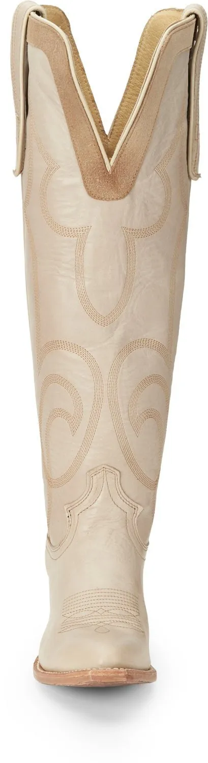 Justin Womens Verlie Vanilla Leather Cowboy Boots 8.5 B