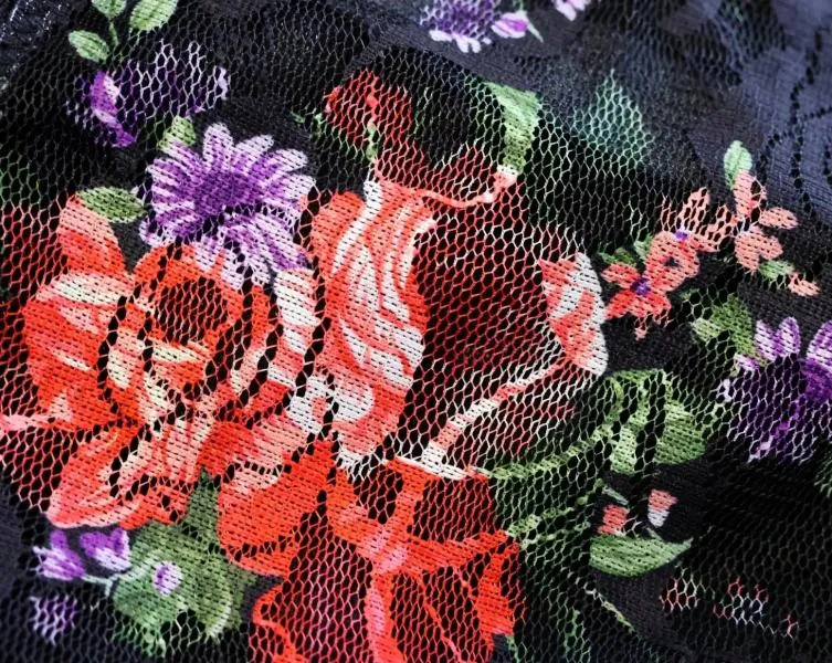 Lace Garterbelt - Black Floral -