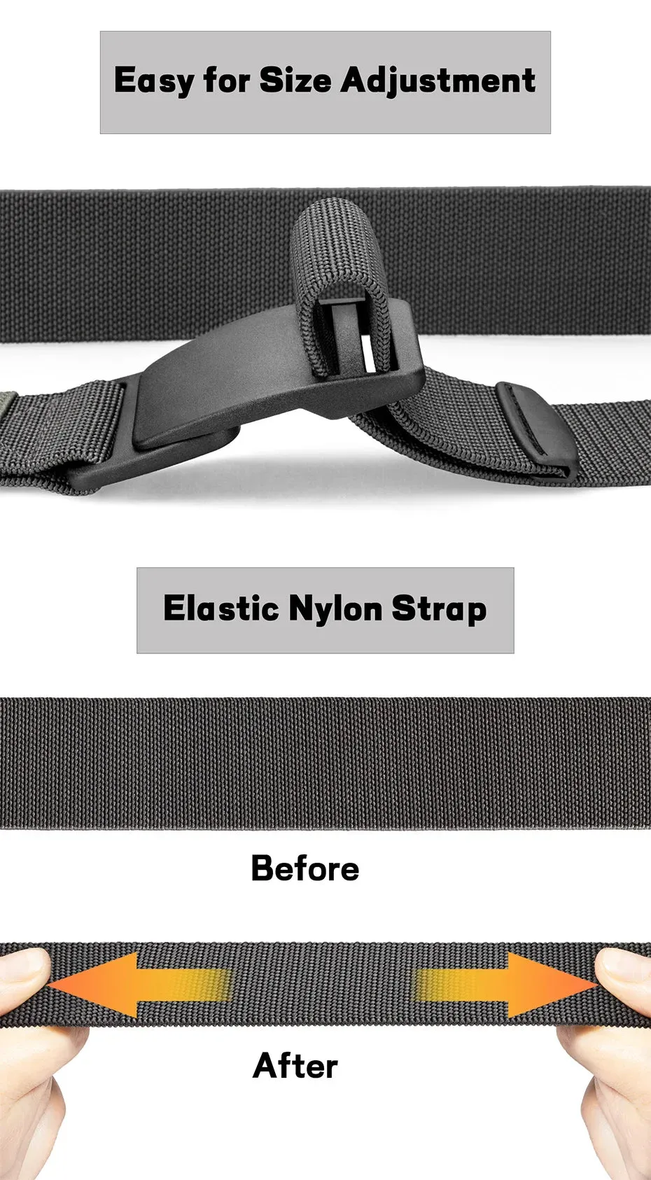 Large Size Polymer Buckle Elastic Stretch Belt