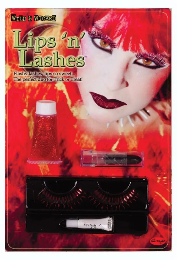 Lips And Lashes Devil Red  Costume Accessories