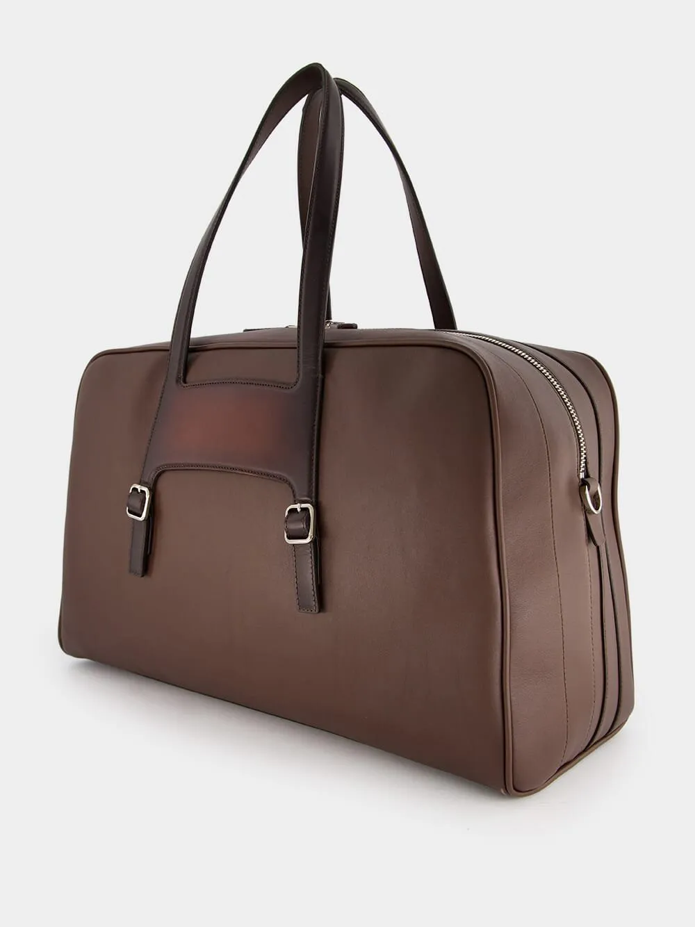 Logo-Stamp Leather Weekend Bag