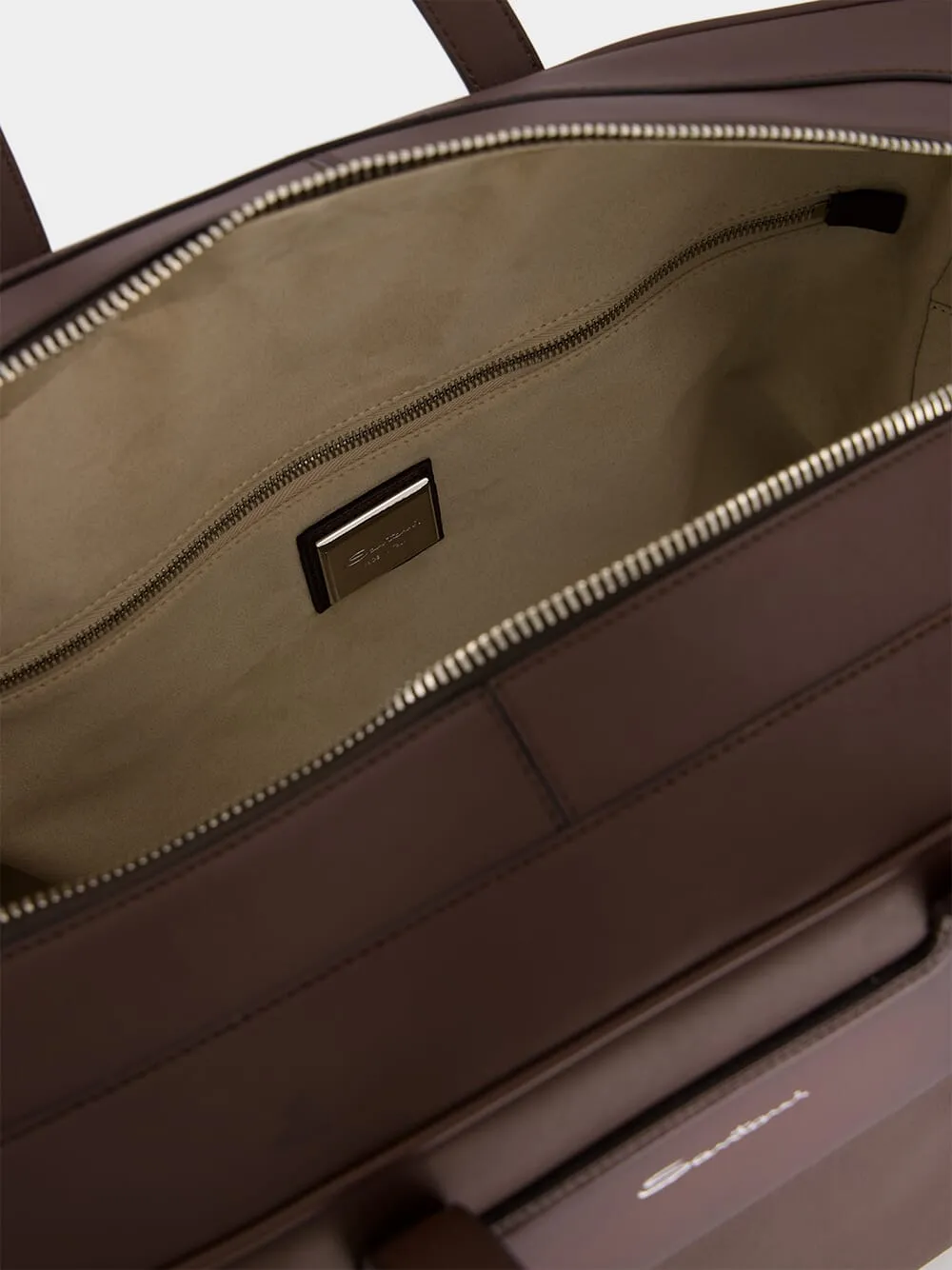 Logo-Stamp Leather Weekend Bag