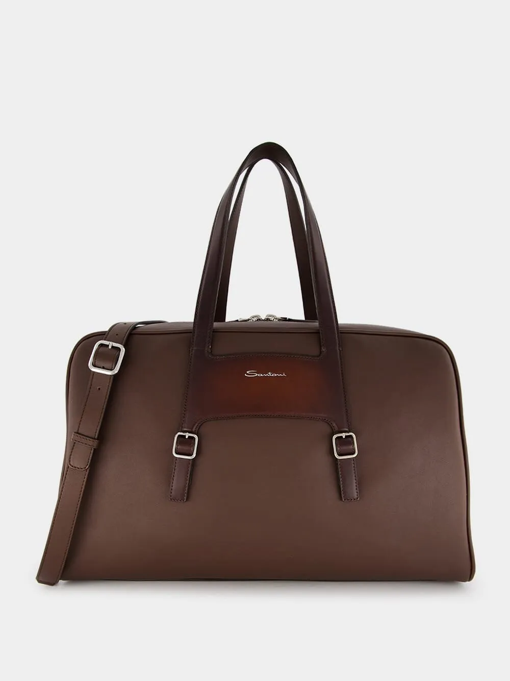 Logo-Stamp Leather Weekend Bag