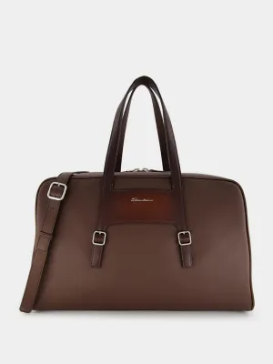 Logo-Stamp Leather Weekend Bag