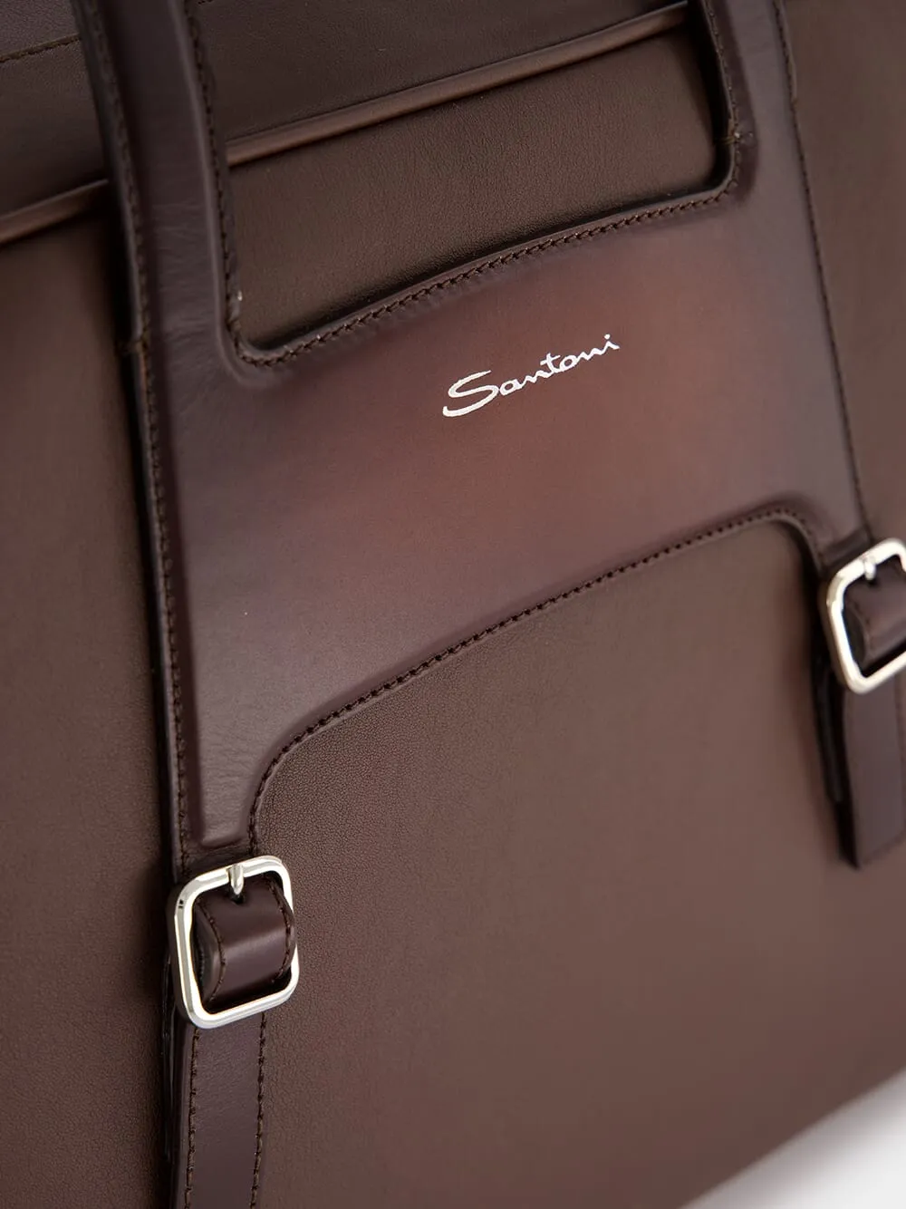 Logo-Stamp Leather Weekend Bag