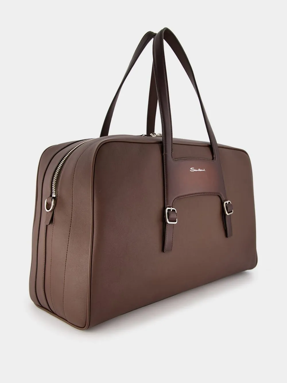 Logo-Stamp Leather Weekend Bag