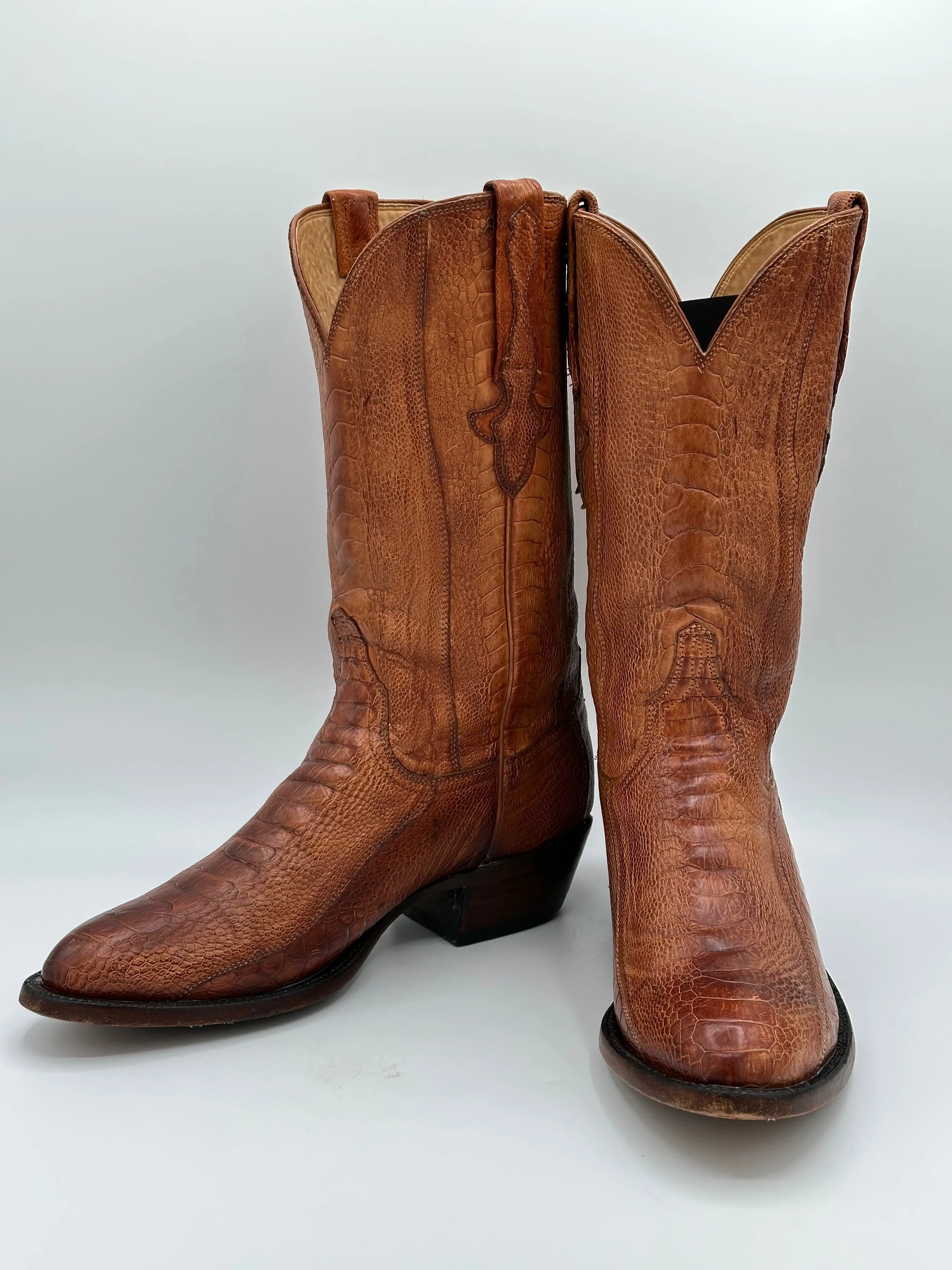 Lucchese Anderson Full Ostrich Leg Cowboy Boots size 8.5 D