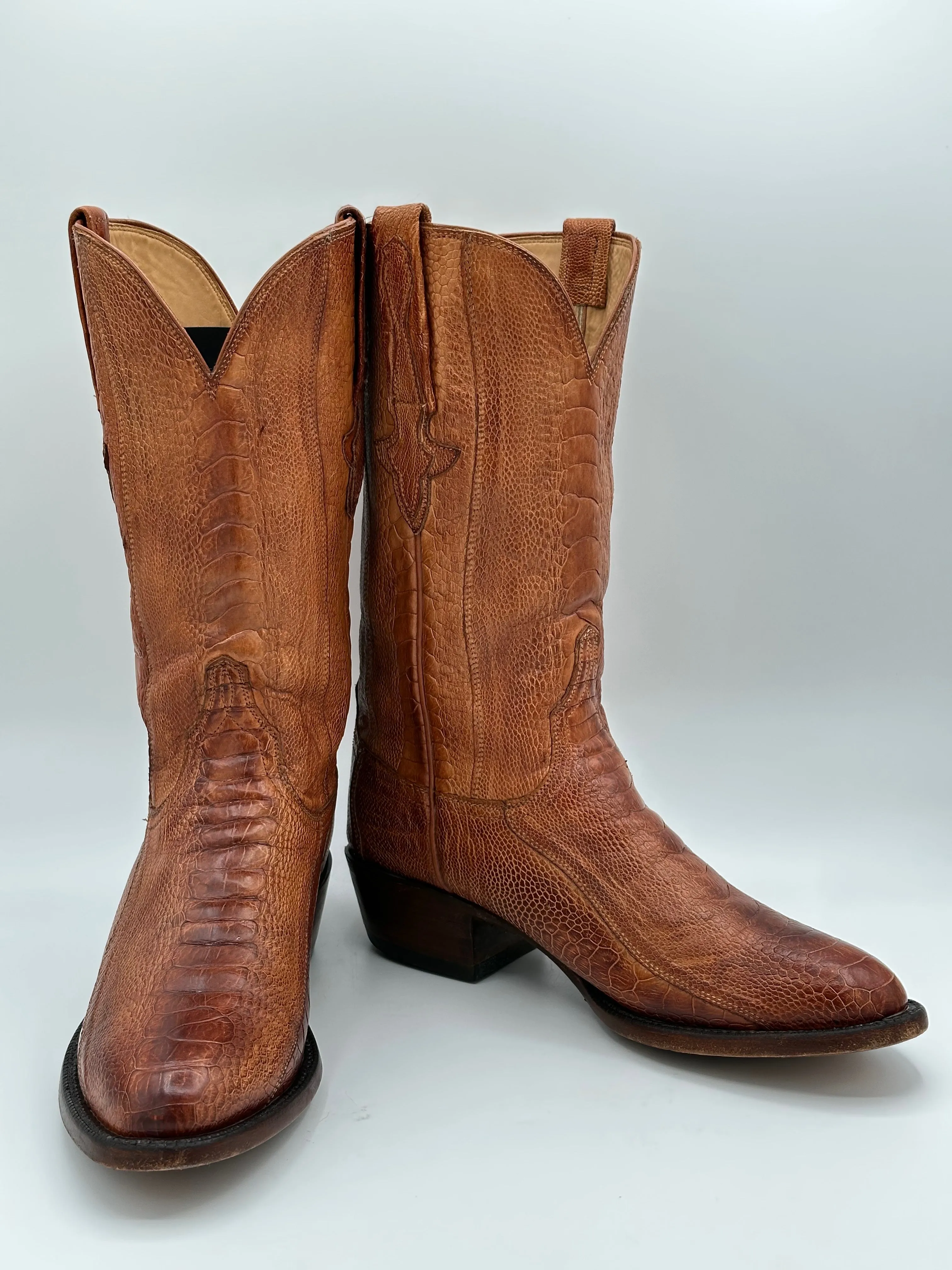 Lucchese Anderson Full Ostrich Leg Cowboy Boots size 8.5 D