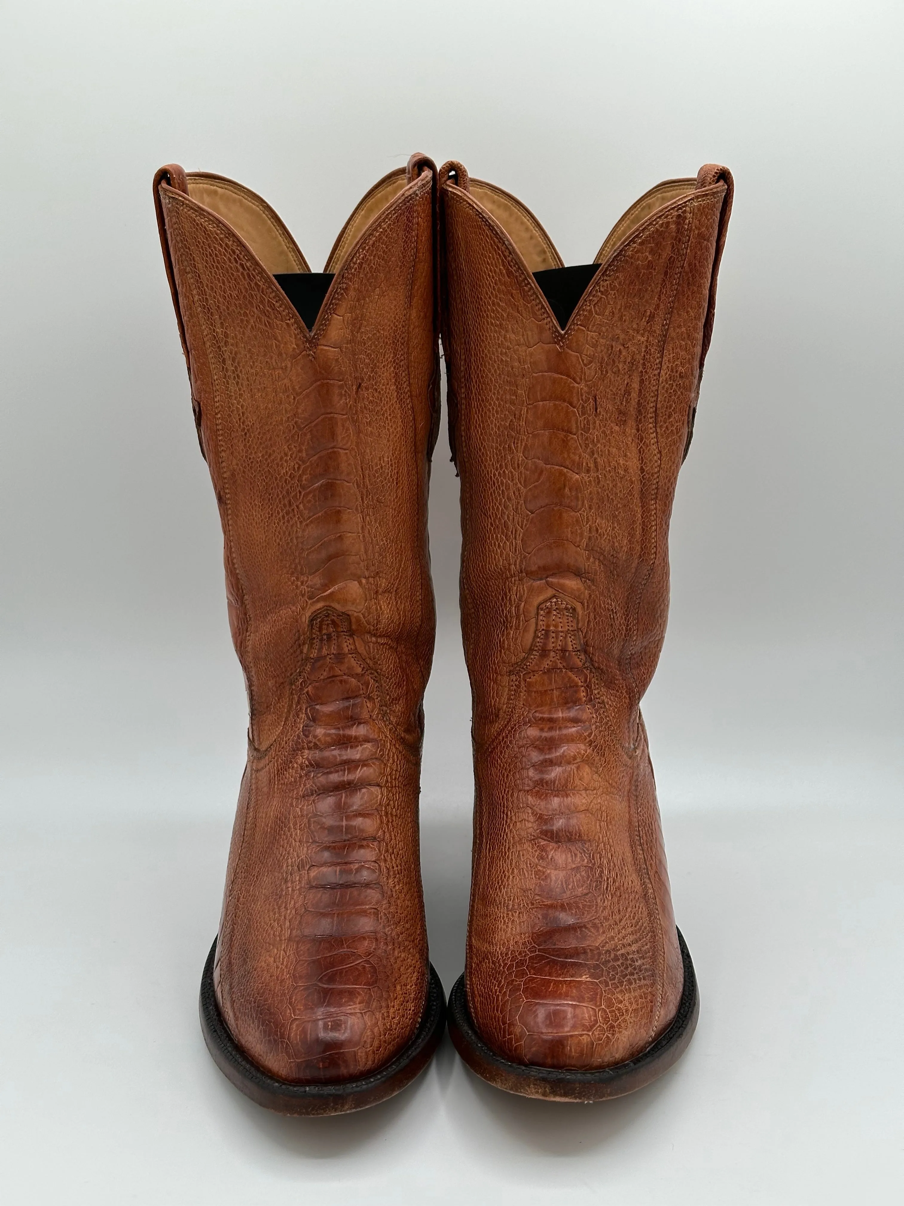 Lucchese Anderson Full Ostrich Leg Cowboy Boots size 8.5 D