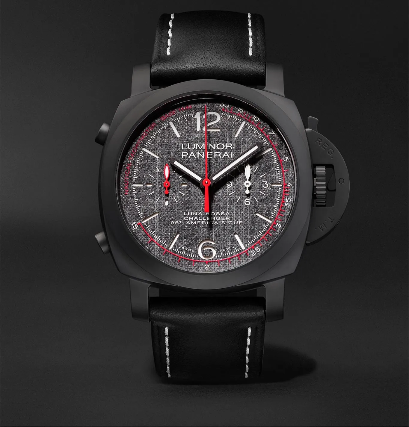Luminor Luna Rossa Challenger Automatic Flyback Chronograph 44mm Ceramic and Leather Watch