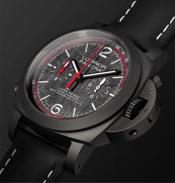 Luminor Luna Rossa Challenger Automatic Flyback Chronograph 44mm Ceramic and Leather Watch