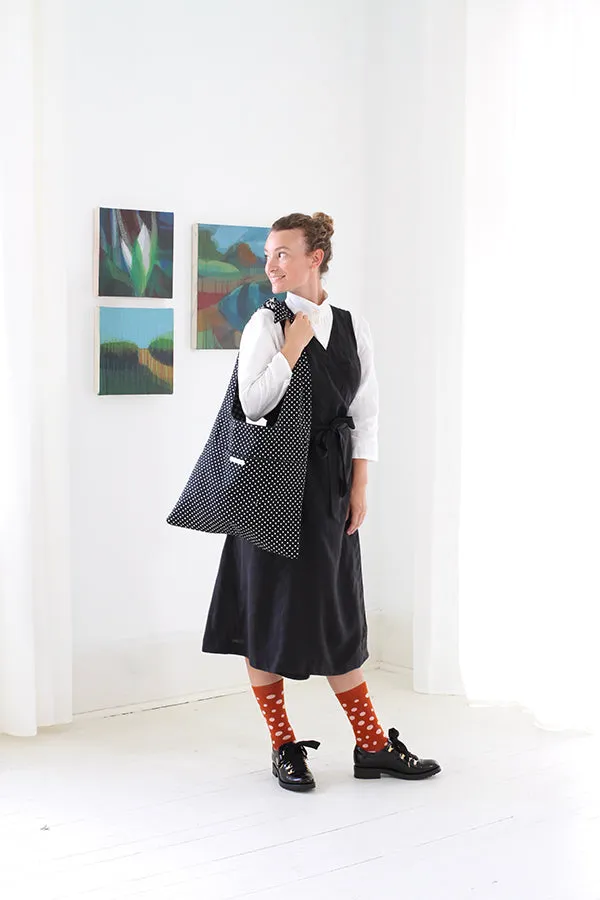 LYCEE TIE TOP REVERSIBLE BAG IN NAVY